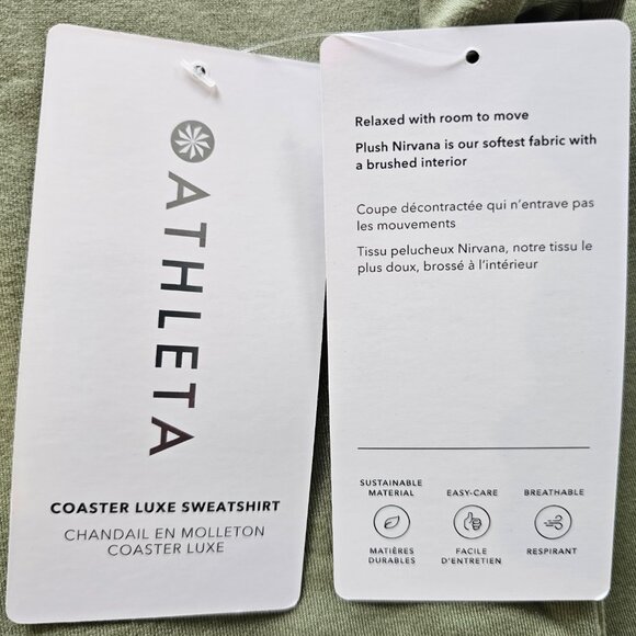 *NWT* Small Green Athleta Coaster Luxe Sweatshirt - "Relaxed with room to move" - Picture 4 of 9